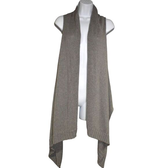 Acrobat Gray Cotton Sleeveless Knit Cardigan High-Low One Size - Picture 1 of 15